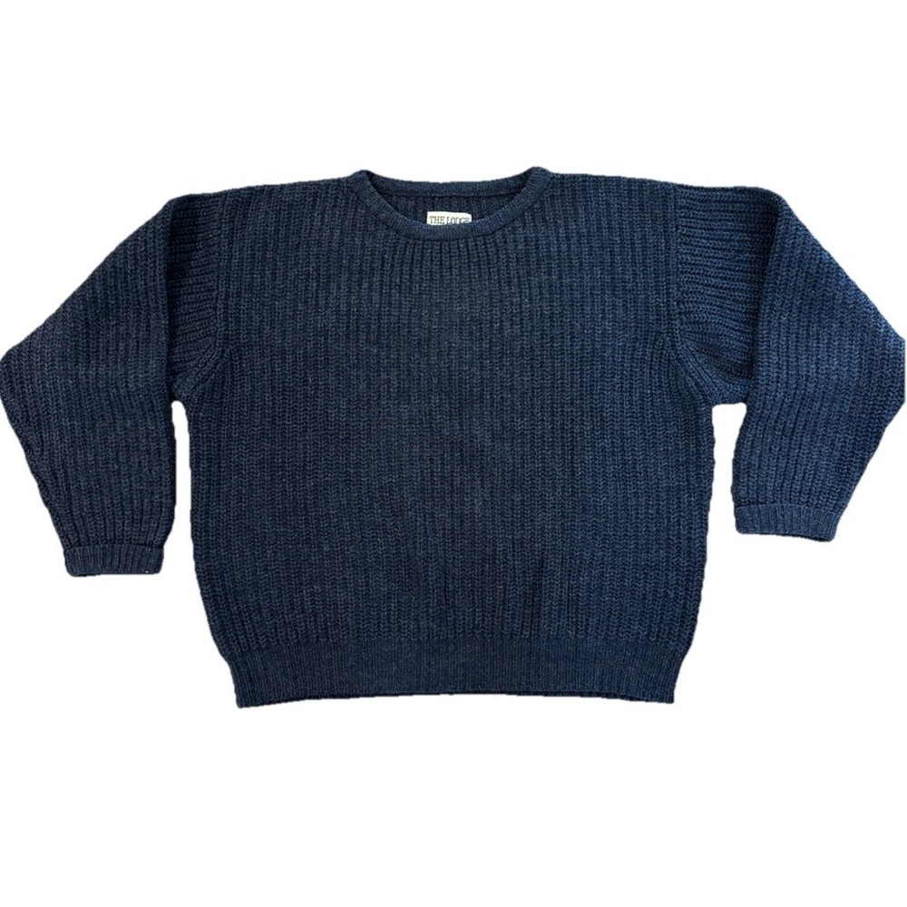 THE‎ LODGE Blue Knit Shetland Wool Heavy Thick Sweater Men's Large